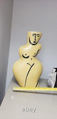 DONNA POLSANO VASEStudio Art Pottery AbstractFIGURAL NUDE PicassoStyleORCHRE