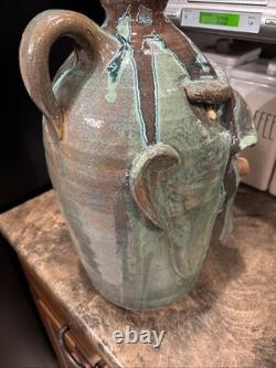 Dal Burtchaell Ugly Face Pottery Jug 16 Inch Georgia Southern Folk Art Signed