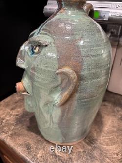 Dal Burtchaell Ugly Face Pottery Jug 16 Inch Georgia Southern Folk Art Signed Dal Burtchaell Ugly Face Pottery Jug 16 Inch Georgia Southern Folk Art Signed