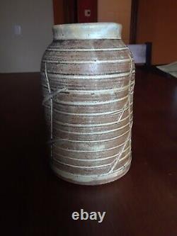 Dan Ishler Vintage Unique Brutalist Japonesque Art Pottery Mid Century Vase