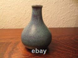Danish MCM Stoneware Artist Signed, Unknown Workshop, Exceptional Blue Bud Vase