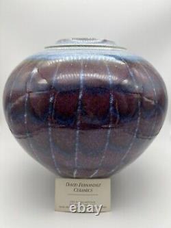 David Fernandez Vintage Studio Pottery Flambe Drip Glaze Round Vase 10.5 Signed