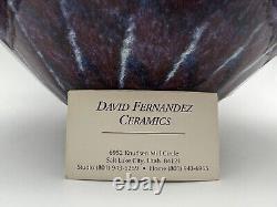 David Fernandez Vintage Studio Pottery Flambe Drip Glaze Round Vase 10.5 Signed