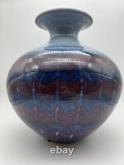 David Fernandez Vintage Studio Pottery Flambe Drip Glaze Vase 10.5 Signed