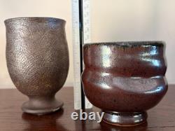 David Shaner Vintage American Studio Pottery Tea Bowl- Metallic Bronze Reduction