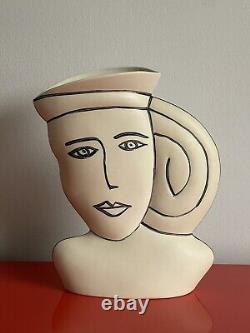 Donna Polseno Abstract Face Vase Studio Art Pottery Ceramic Picasso Vintage 11