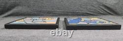 Doug Spalding Studio Robot Art Tiles (2) Detroit Ceramic Artist Signed
