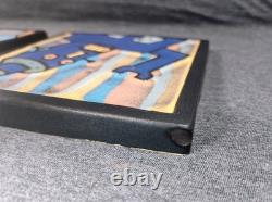 Doug Spalding Studio Robot Art Tiles (2) Detroit Ceramic Artist Signed