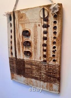 Drake Texas Studio Art Pottery Stoneware Wall Relief Plaque Sculpture Vtg Mcm