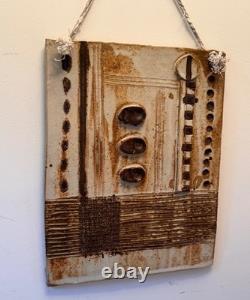 Drake Texas Studio Art Pottery Stoneware Wall Relief Plaque Sculpture Vtg Mcm