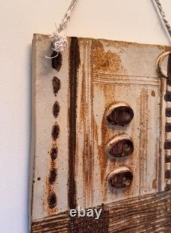 Drake Texas Studio Art Pottery Stoneware Wall Relief Plaque Sculpture Vtg Mcm