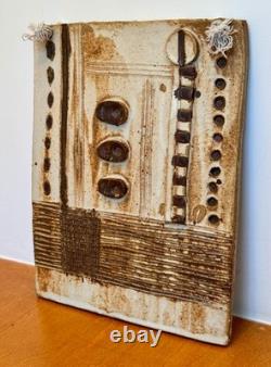 Drake Texas Studio Art Pottery Stoneware Wall Relief Plaque Sculpture Vtg Mcm