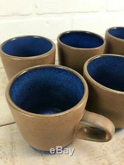 EDITH HEATH Ceramics Studio Pottery Mugs Set Of 6 VTG Moonstone Blue Stackable