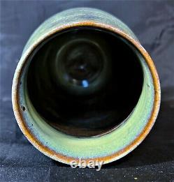 EDWIN & MARY SCHEIER THROWN VASE BLUE GREEN BURGANDY RUST 5.5 x 3.5 SIGNED MINT