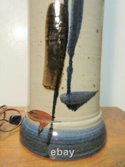 EXCEPTIONAL MCM 1960s VINTAGE STUDIO ART POTTERY HAND MADE LAMP ABSTRACT