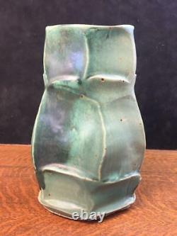 Early Large 10.5 Green Vase Bill Clark Studio Pottery Clark House Greenville SC