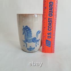 Edwin Mary Scheier Studio Pottery Mug Blue Dancing Horse RARE Signed Vintage