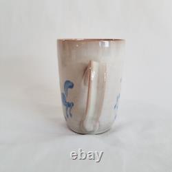 Edwin Mary Scheier Studio Pottery Mug Blue Dancing Horse RARE Signed Vintage