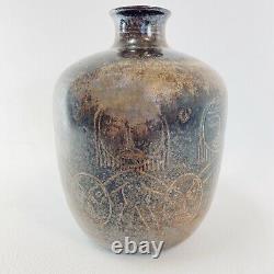 Edwin and Mary Scheier Sgraffito Vase Studio Art Pottery vtg