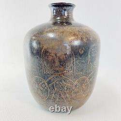 Edwin and Mary Scheier Sgraffito Vase Studio Art Pottery vtg