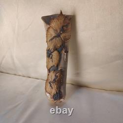 Elegant Pottery vase art textured grape vine vintage Marjorie King studio