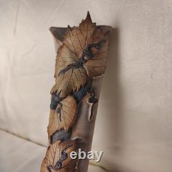 Elegant Pottery vase art textured grape vine vintage Marjorie King studio