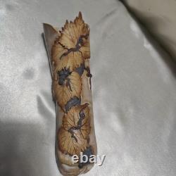 Elegant Pottery vase art textured grape vine vintage Marjorie King studio