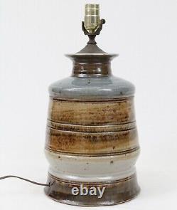 Eric Norstad Studio Pottery Vintage Table Lamp Hand Thrown Vase Blue Brown