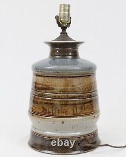 Eric Norstad Studio Pottery Vintage Table Lamp Hand Thrown Vase Blue Brown