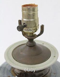 Eric Norstad Studio Pottery Vintage Table Lamp Hand Thrown Vase Blue Brown