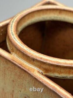 Estate Vintage 70's Tyrone Larson Michigan Studio Art Pottery Applied Ring Vase