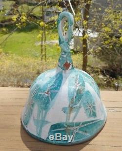 Estelle Halper Vintage Studio Art Pottery Bell Volcanic Turquoise Star Bell