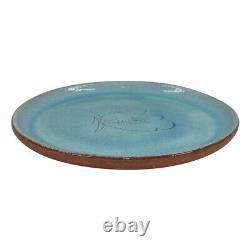Eugene White California Studio Pottery Turquoise Blue Squirrel Charger Tray