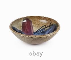 Extra Large Ceramic Bowl Vintage Studio Pottery Round Earthy Colors Centerpiece
