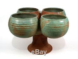 Fab Vintage James Wishon Jerry Harrell Studio Art Pottery Footed Quadruple Vase