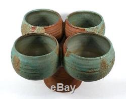 Fab Vintage James Wishon Jerry Harrell Studio Art Pottery Footed Quadruple Vase