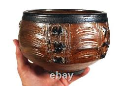 Fine Vintage Vivika Otto Heino California Studio Art Pottery Textured Vase Bowl