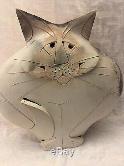 First Year Vtg 1982 Mary Gates Dewey Studio Ceramic Cat Sculpture Pottery #6 S