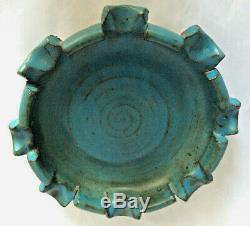 Frank Matranga blue ceramic ashtray 6.5 pottery signed studio vintage handcraft