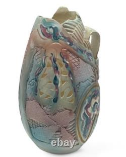 Gail Markiewicz Studio Handcraft Art Pottery 11 Patchwork Clay Vessel Vase Vtg