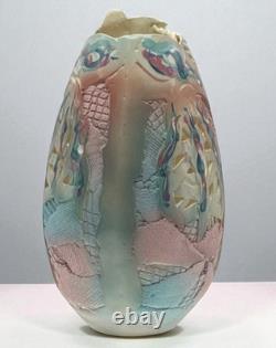 Gail Markiewicz Studio Handcraft Art Pottery 11 Patchwork Clay Vessel Vase Vtg