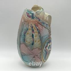 Gail Markiewicz Studio Handcraft Art Pottery 11 Patchwork Clay Vessel Vase Vtg