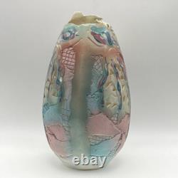 Gail Markiewicz Studio Handcraft Art Pottery 11 Patchwork Clay Vessel Vase Vtg
