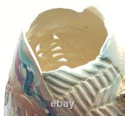 Gail Markiewicz Studio Handcraft Art Pottery 11 Patchwork Clay Vessel Vase Vtg