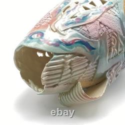 Gail Markiewicz Studio Handcraft Art Pottery 11 Patchwork Clay Vessel Vase Vtg