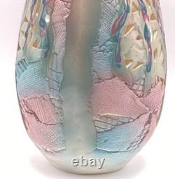 Gail Markiewicz Studio Handcraft Art Pottery 11 Patchwork Clay Vessel Vase Vtg