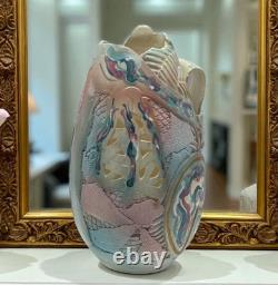 Gail Markiewicz Studio Handcraft Art Pottery 11 Patchwork Clay Vessel Vase Vtg
