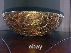 Gene Lodi Bowl Studio Pottery Vtg MCM Modern Signed Numbered Large Brown Gold