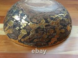 Gene Lodi Bowl Studio Pottery Vtg MCM Modern Signed Numbered Large Brown Gold