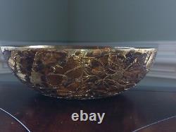 Gene Lodi Bowl Studio Pottery Vtg MCM Modern Signed Numbered Large Brown Gold